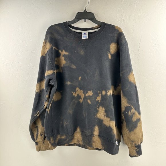 Russell‎ Athletic Men L Tie Dye Crewneck Sweatshirt Black Brown - Picture 1 of 6